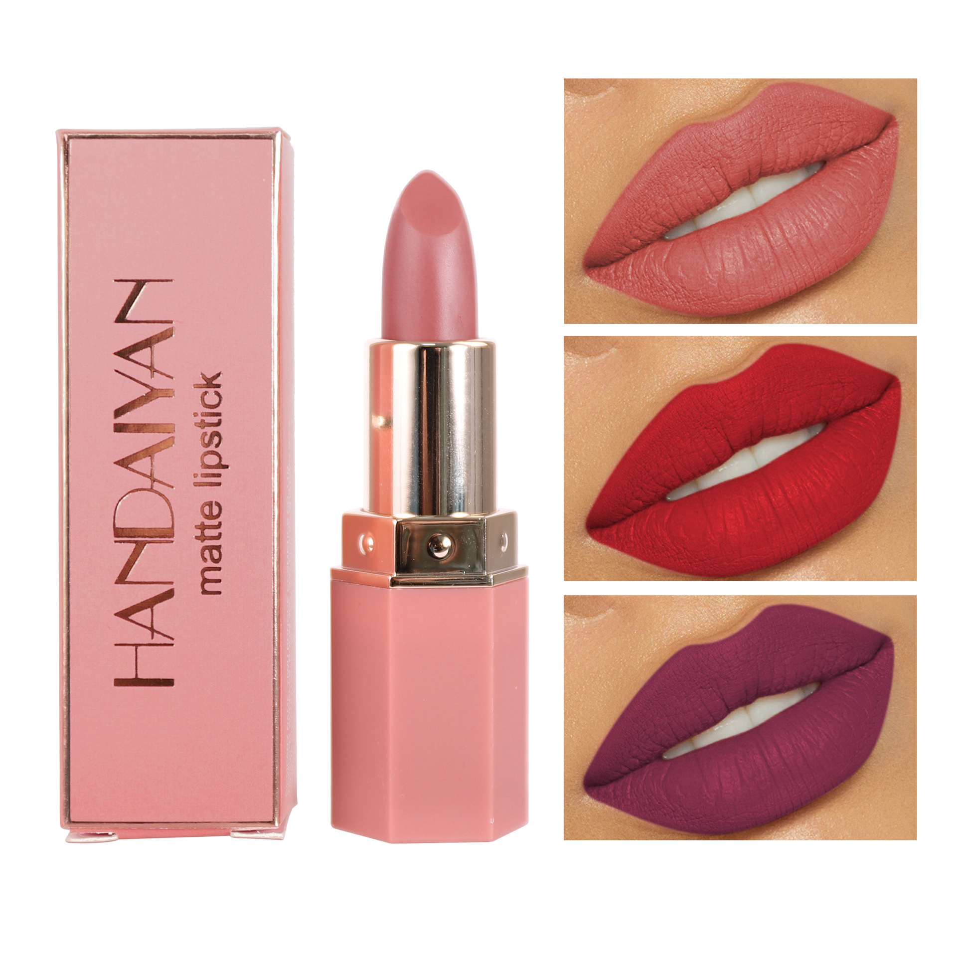 Foreign Trade Lipstick Boxed 6-Color Matte Matte Non-Fading Non-Stick Cup Handaiyan Cross-Border Makeup Lipstick