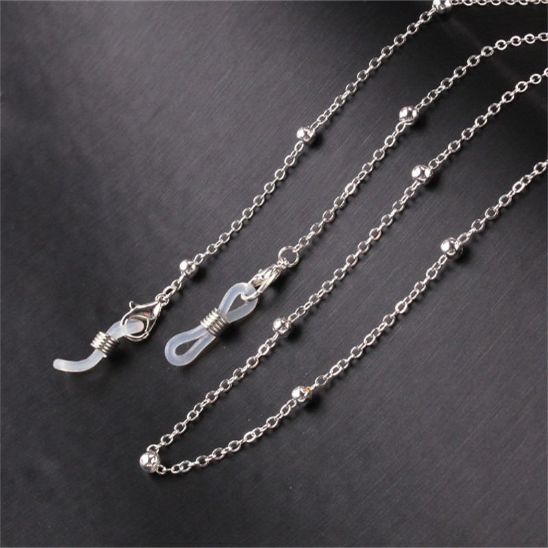 Cross-Border New Style Glasses Necklace Cord for Women, High-End Metal Lanyard, Non-Slip, Simple Beaded Jewelry Wholesale