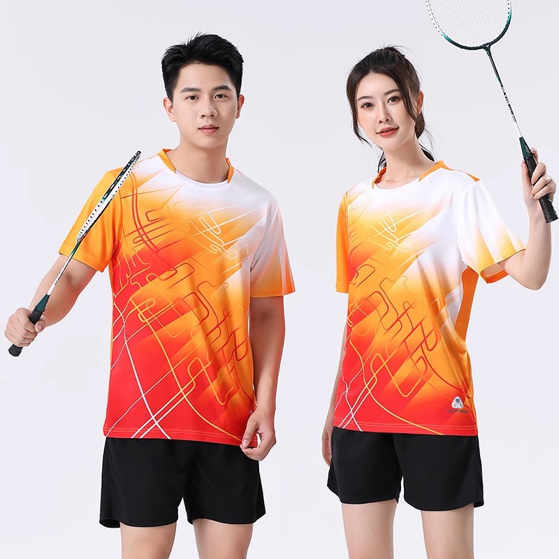 Короткос sleeve костюм для бадминтона Zhengxiang Factory, быстросохнущий спортивный костюм для бега, унисекс для настольного тенниса, тренировочный костюм для тенниса