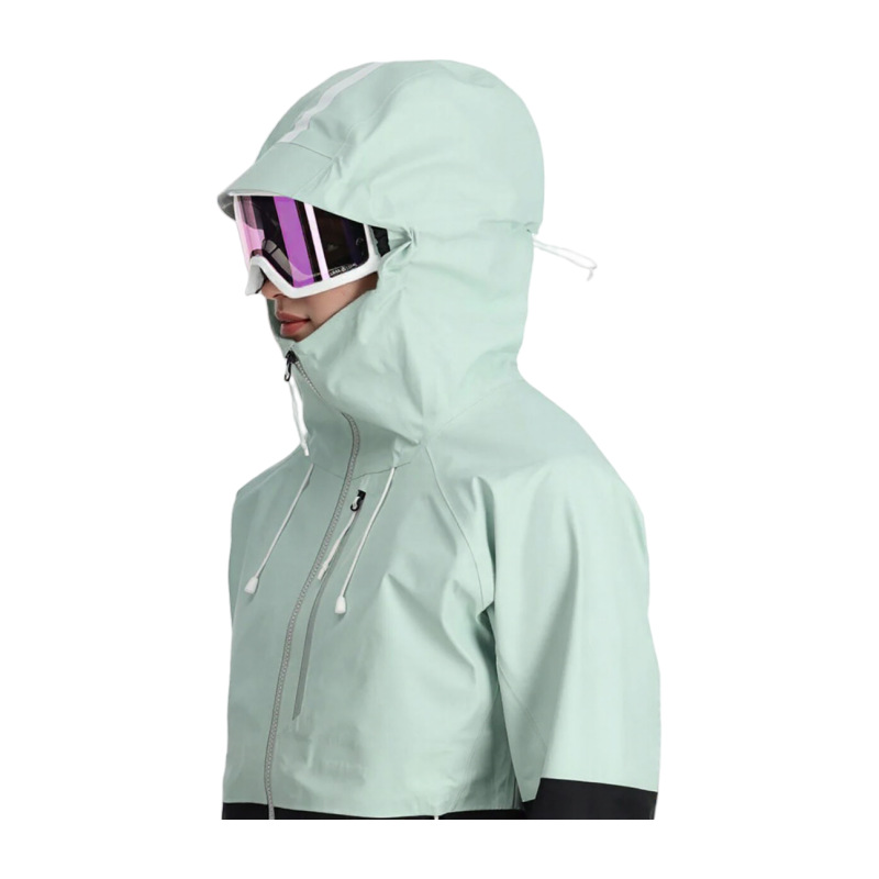 Contrast Color Sports Hooded Jacket, Outdoor Splicing Stand Collar Outdoor Sportswear Ski Suit