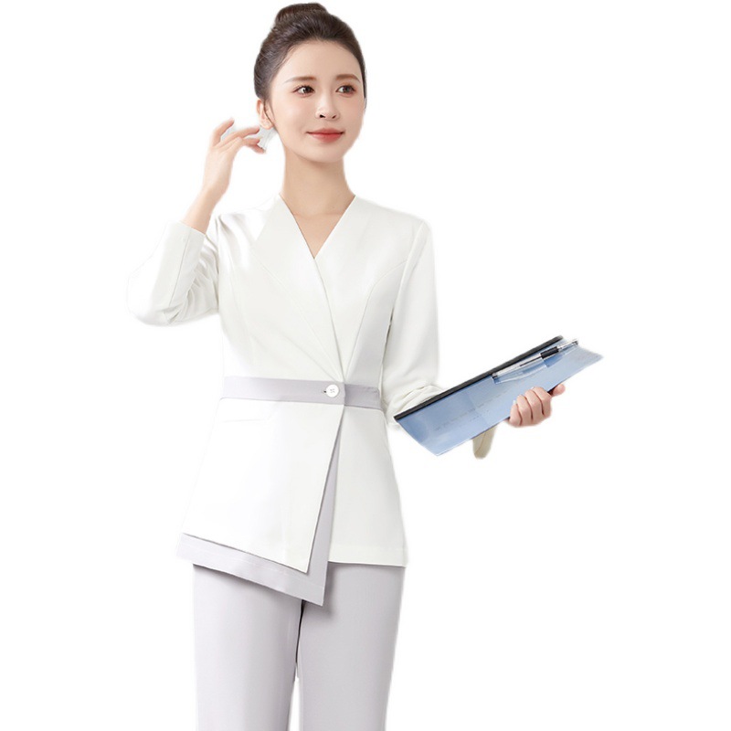 High-End Medical Beauty Front Desk Long-Sleeved Nurse Work Clothes for Women Spring and Autum Beauty Salon Dental Oral Pharmacy Split Suit