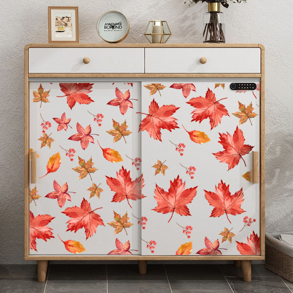 Aipin Dd3909 New Simple Red Maple Leaf Sticker Cabinet Sticker Room Living Room Cabinet Decoration Self-Adhesive