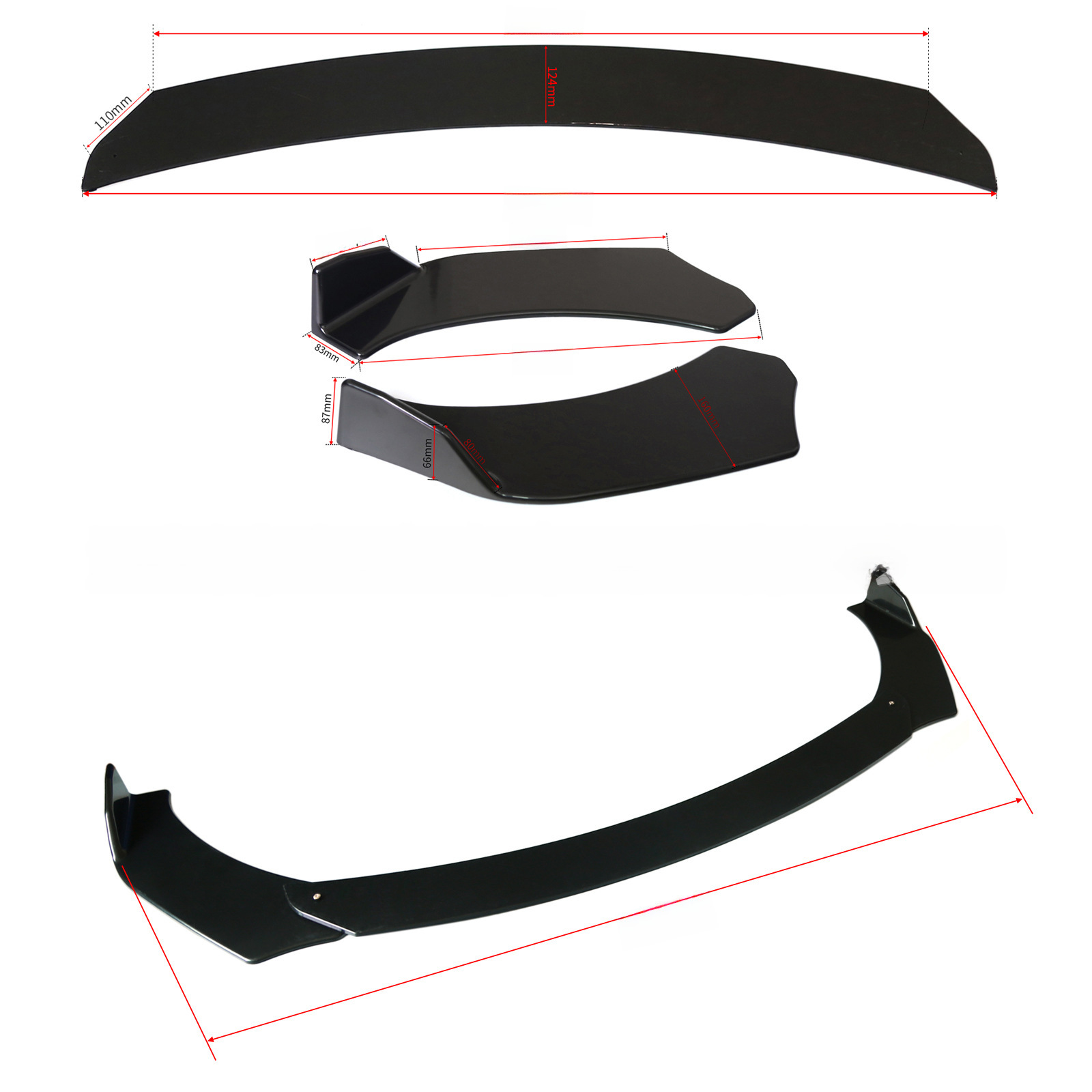 Source factory supply cross-border car modification universal combination front shovel three-stage adjustable front surround front lip spoiler