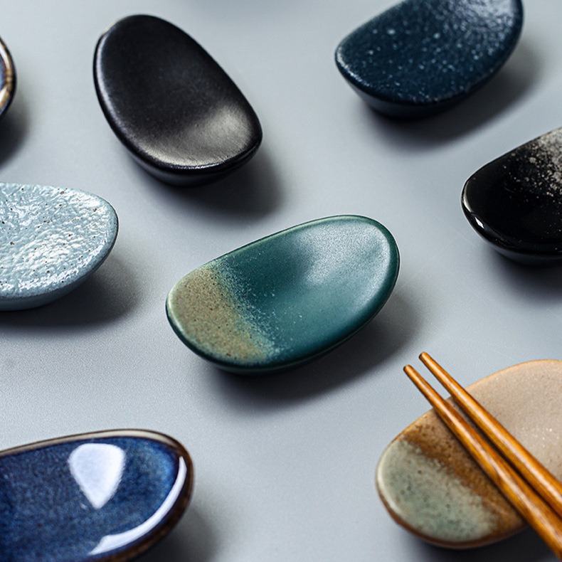 Japanese-style ceramic kiln chopsticks holder retro home high-value silver ingot chopsticks holder hotel restaurant chopsticks holder tableware wholesale