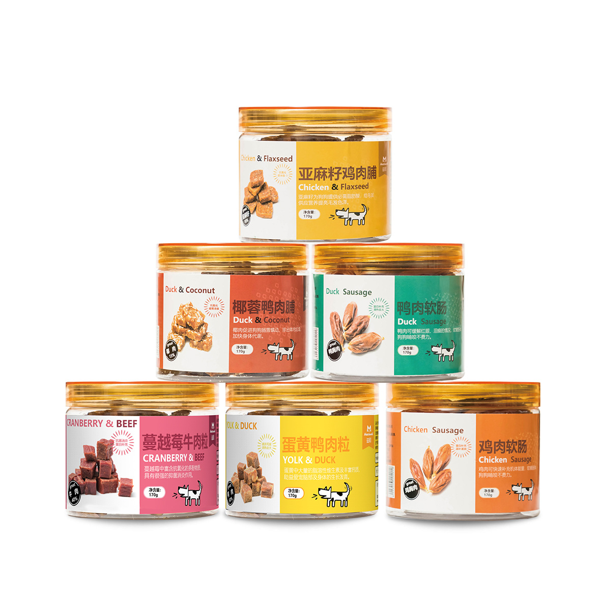 Yihe Snacks Canned Dogs Steamed Heart Chicken Nuggets Cat Snacks Duck Nuggets Steamed Eggs 1.0m Teething Sticks Chicken and Duck Staple Food Can