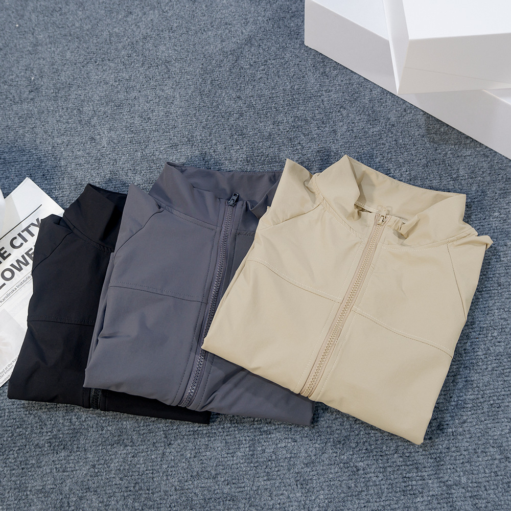 Yoga Wear American Sports Windproof Stand Collar Sun Protection Jacket Breathable Top Outdoor Quick-Drying Short Zipper Women's Fitness