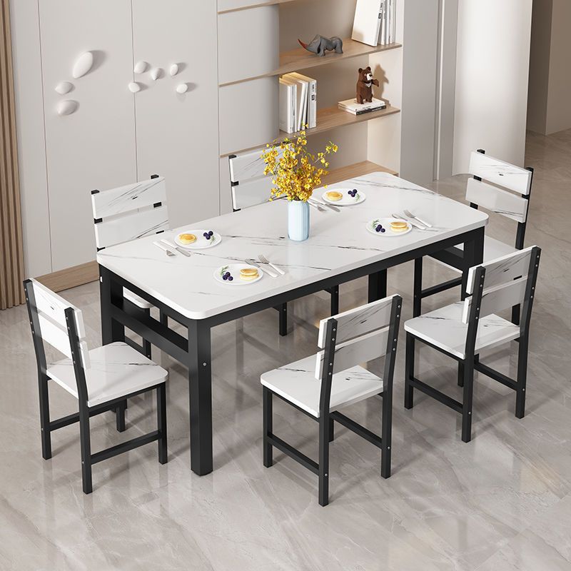 Dining Table and Chair Combination Modern Simple Household Small Apartment Dining Table and Chairs Fast Food Restaurant Commercial Rectangular Small Table