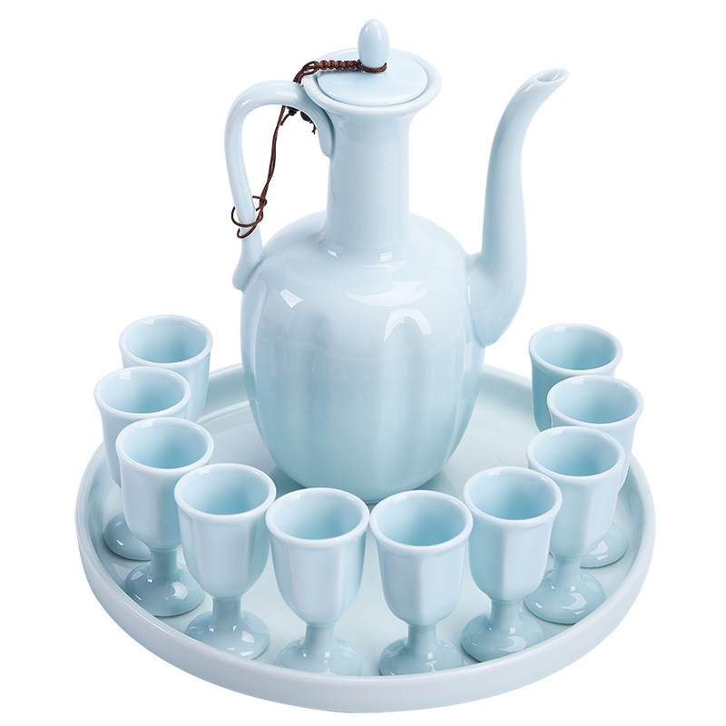 Ceramic Wine Warmer Heating Household Wine Set Large Capacity Yellow Wine Hot Wine Pot White Wine Glass Antique Chinese Style