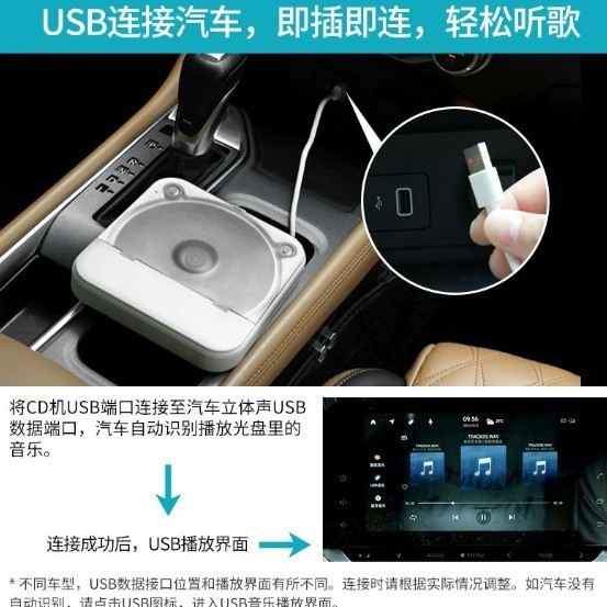 Cross-Border Universal Car External Kc-606 Cd Player USB Lossless Connection to Play Without Decoding the Car
