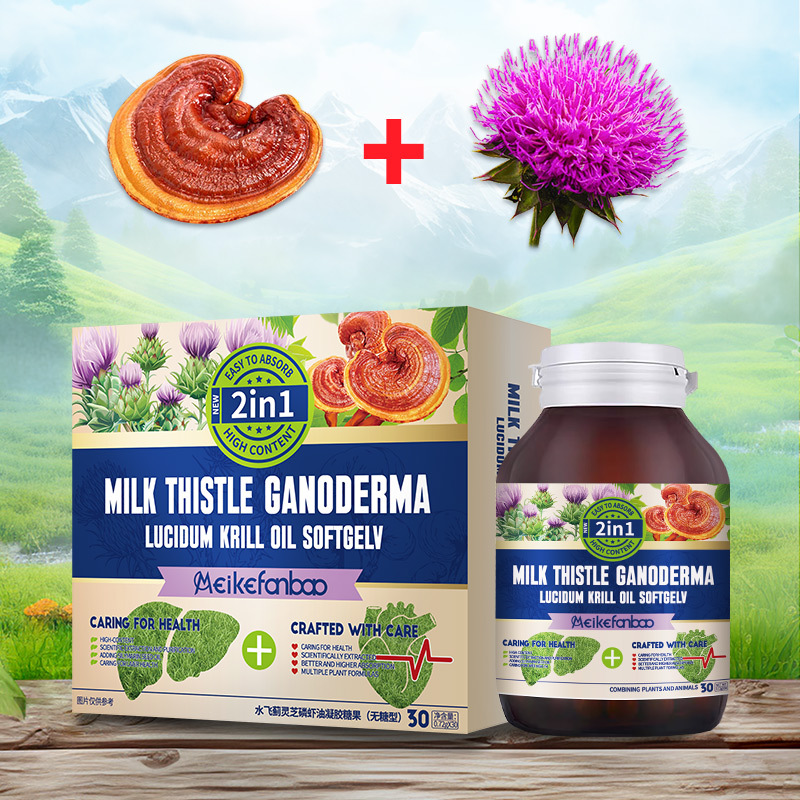 Foreign Trade Cross-Border Manufacturers Have In-Stock Oral Sugar-Free Drinking Water That Protects the Liver, Containing Milk Thistle, Reishi Mushroom, and Krill Oil Gel Candy