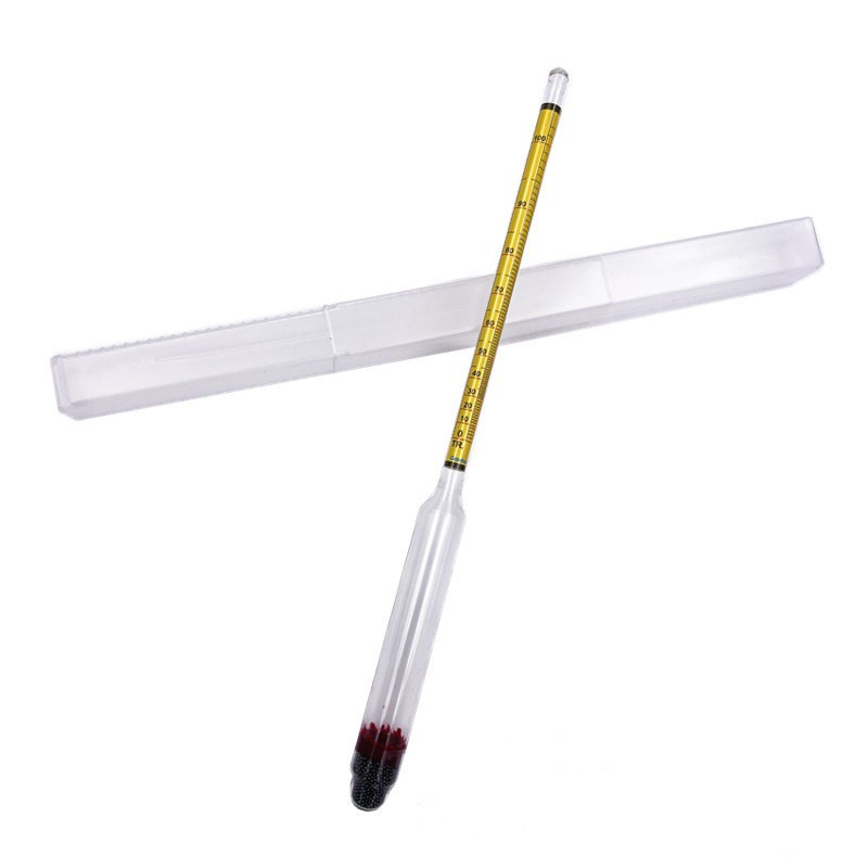Cross-Border American Liquor Alcohol Meter 0-100 Degree Concentration Meter Yellow Scale Alcohol Hydrometer Alcohol Meter