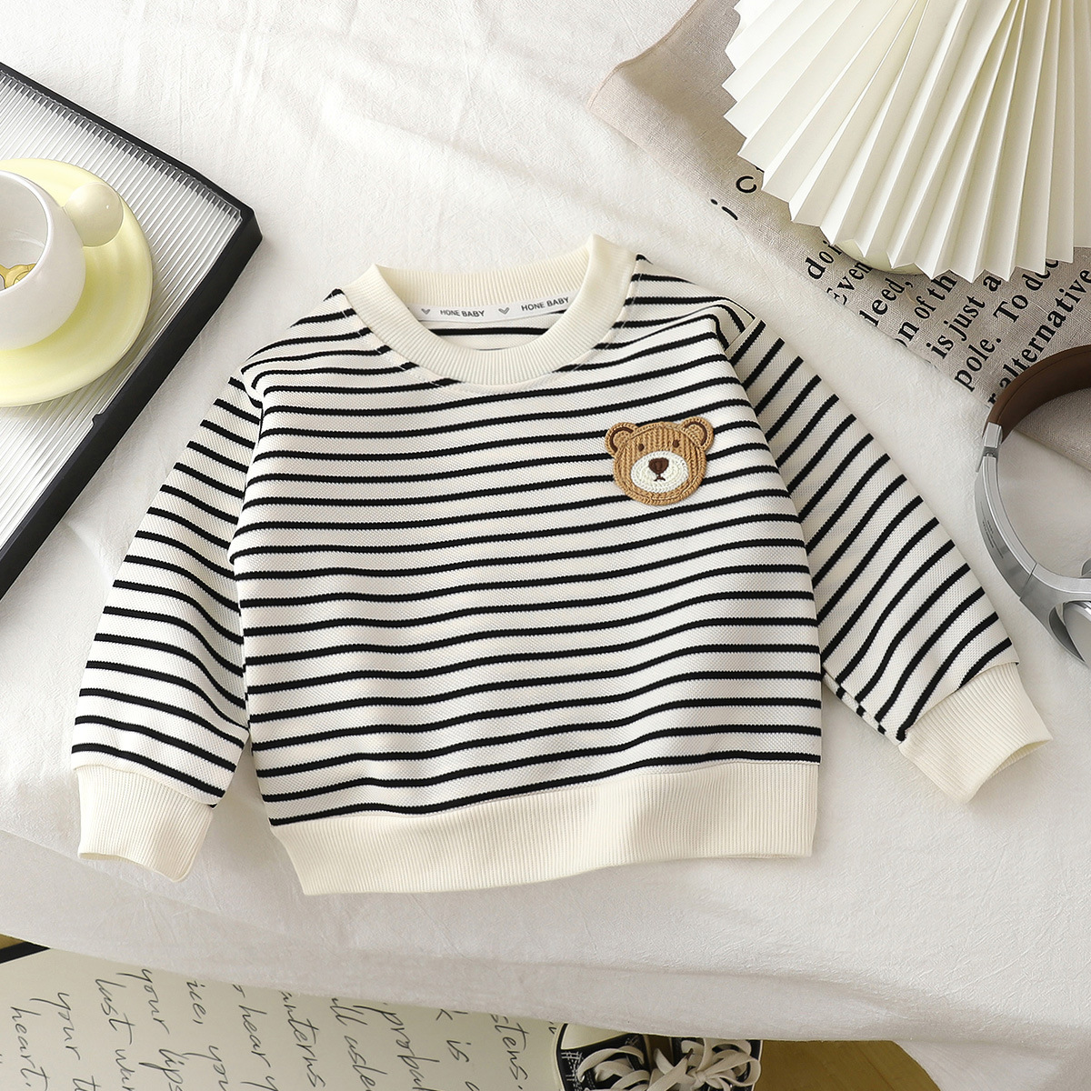 2025 Spring and Autumn Children's Pullover Sweatshirt Long Sleeve Korean Style Jacket Sports and Casual Boys and Girls Baby Striped Tops