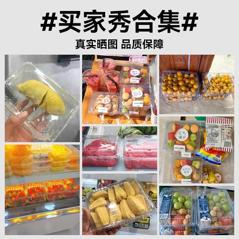 Disposable Fruit Packaging Box Thickeneded Plastic Transparent Lid 0.5kg Pack Supermarket Food Fruit, Vegetable and Pastry Packaging Box