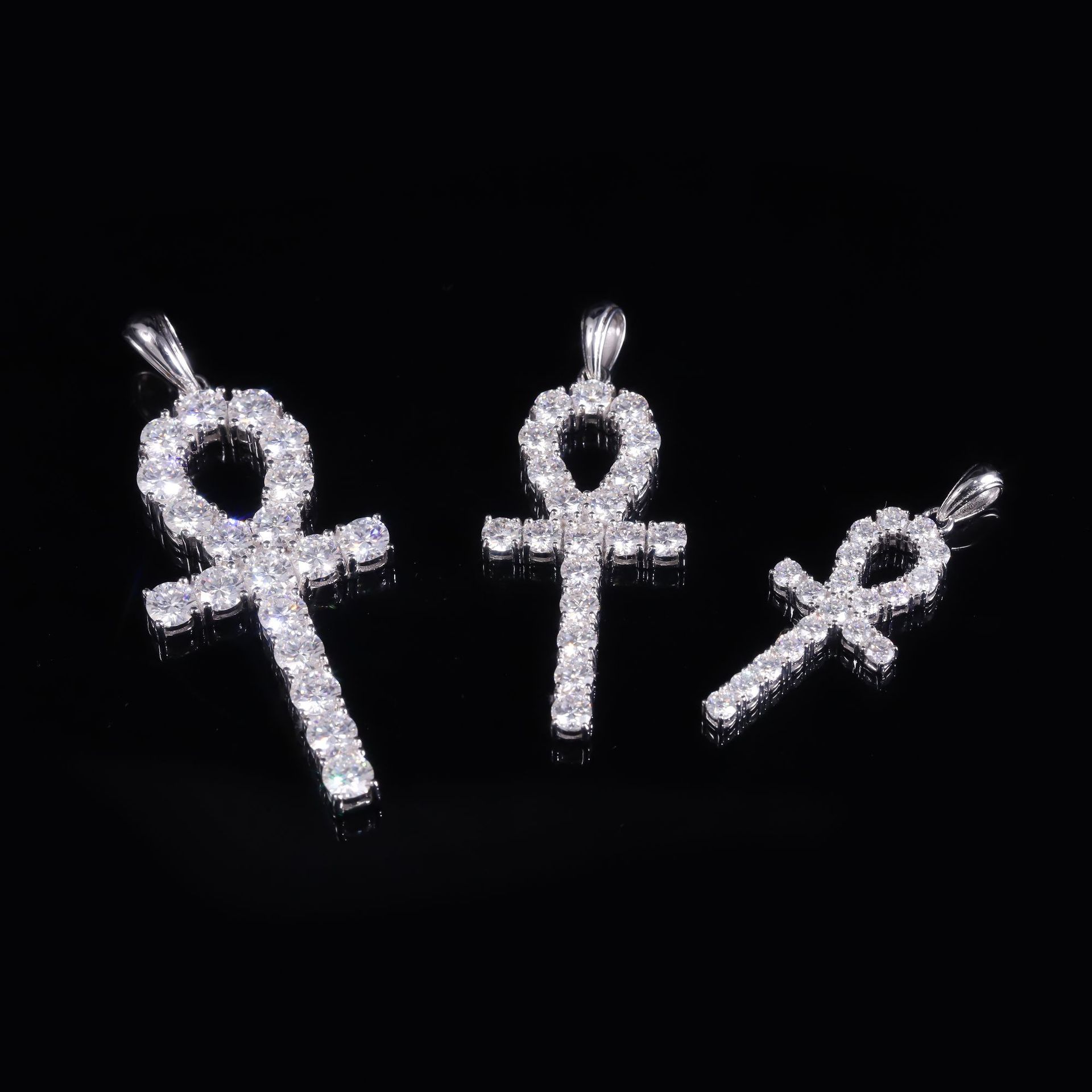 Fashion Cross Diamond Pendant European and American Cross-Border Hip-Hop Style 9/10/14/18K Gold Cultivated Diamond Necklace