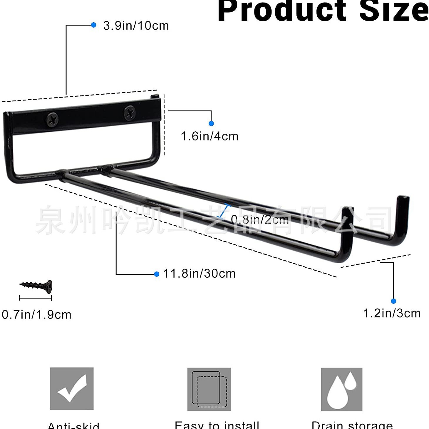 Household Iron Hanging Cup Holder Simple Inverted Hanging Goblet Holder Single Row Wine Cup Holder 30cm Cross-border Foreign Trade