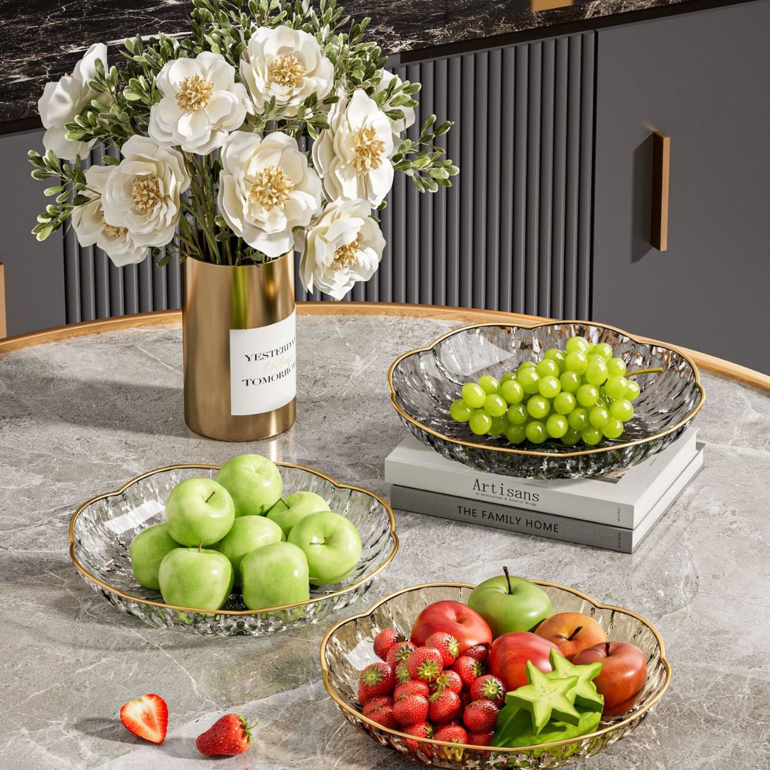 Домашняя фруктовая тарелка, высококачественный поднос для сухофруктов и конфет, тарелка с ледяным узором для фруктов и овощей