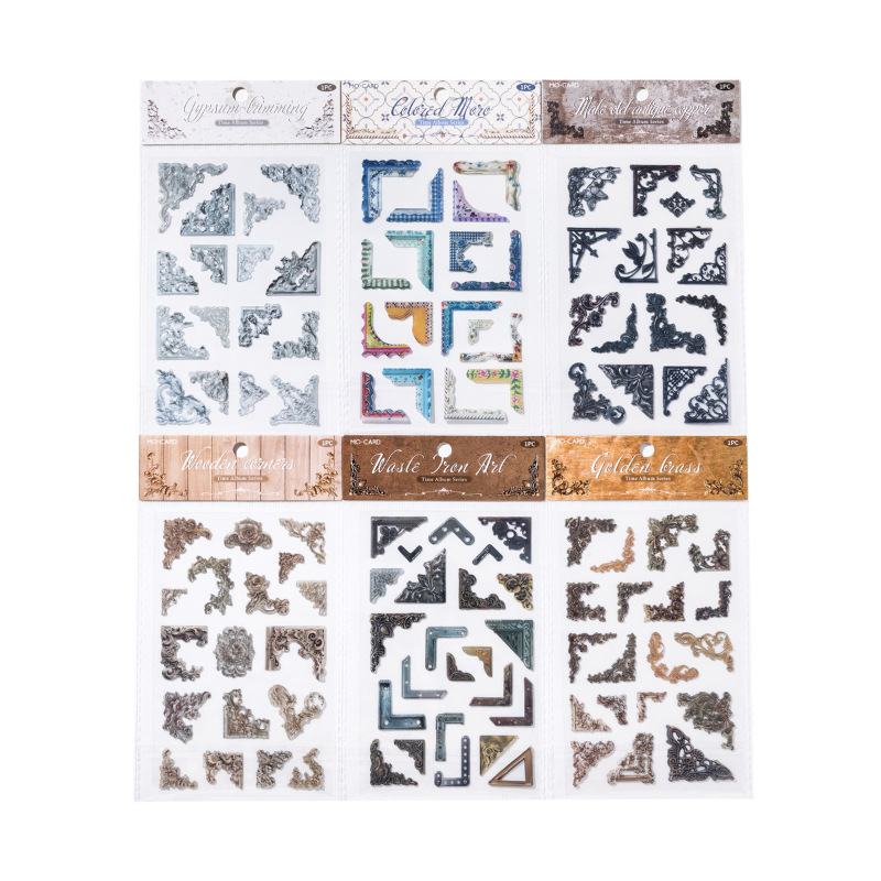 Momo Corner Stickers, Glue Stickers, Time Photo Albums, Retro Material Patterns, DIY Packaging Decorative Collage Paintings