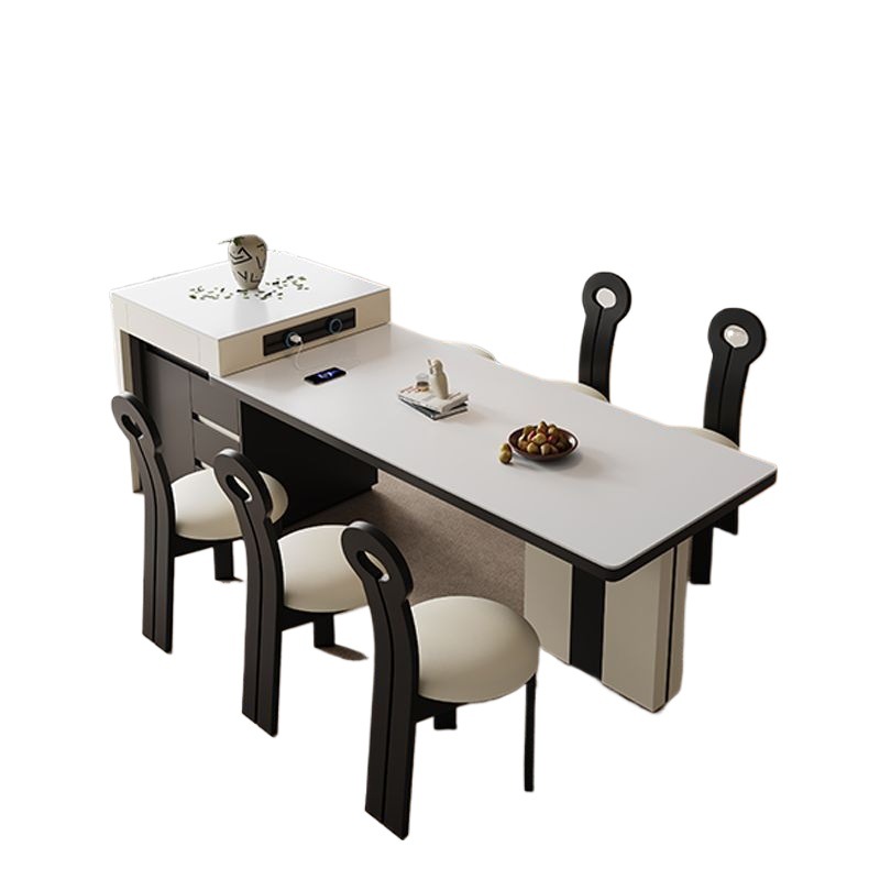 Light Luxury Slate Island Dining Table Integrated Household Multi-Functional Small Apartment Coffee Table Simple Tea Table and Chair Set