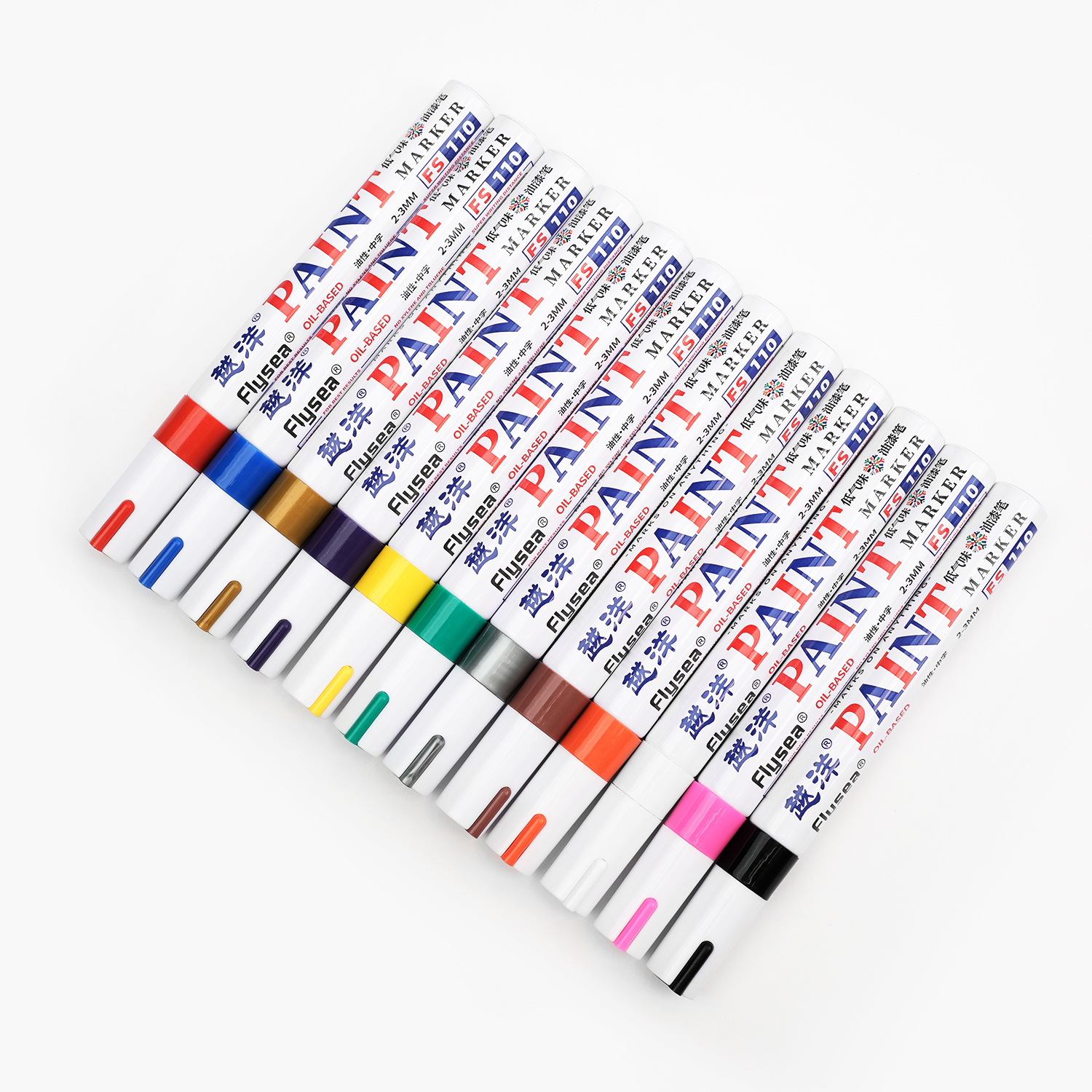 Cross-Border Marking Touch-Up Paint Low-Odor Pen Tire Furniture Tile Oil-Based 12-Color Set Marker Pen Paint Pen