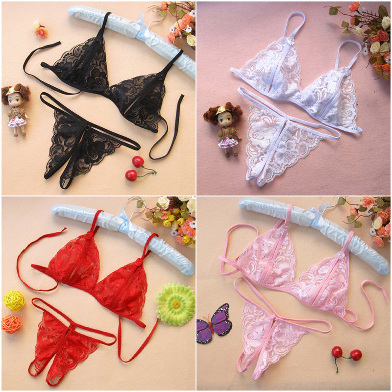 A large number of wholesale sexy lace transparent open file temptation three-point female sexy underwear open crotch set a generation of hair