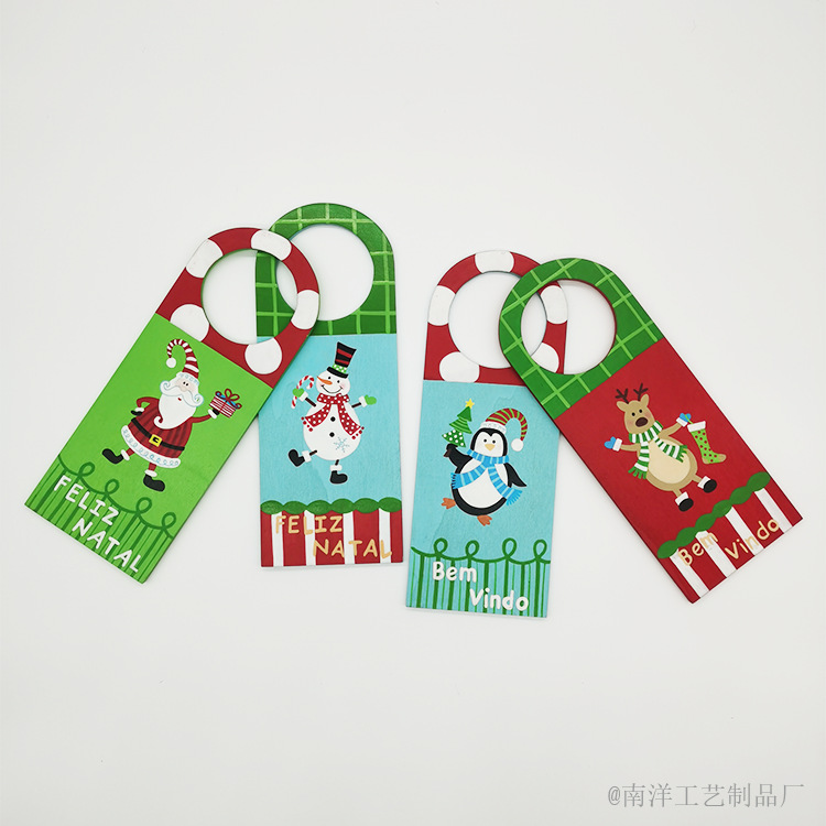 Christmas Cartoon Cross-border Christmas Tag Wooden Tag Decorative Pendant Printing Keychain Cute
