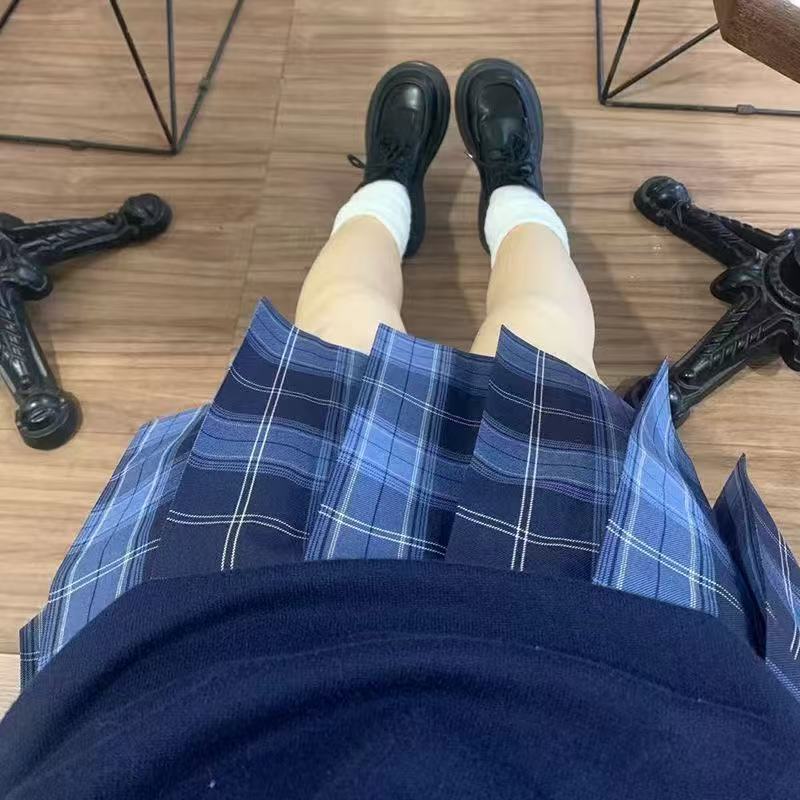 2024 new Japanese collection JK uniform plaid skirt women's short sleeve suit pleated skirt student jk school uniform wholesale generation