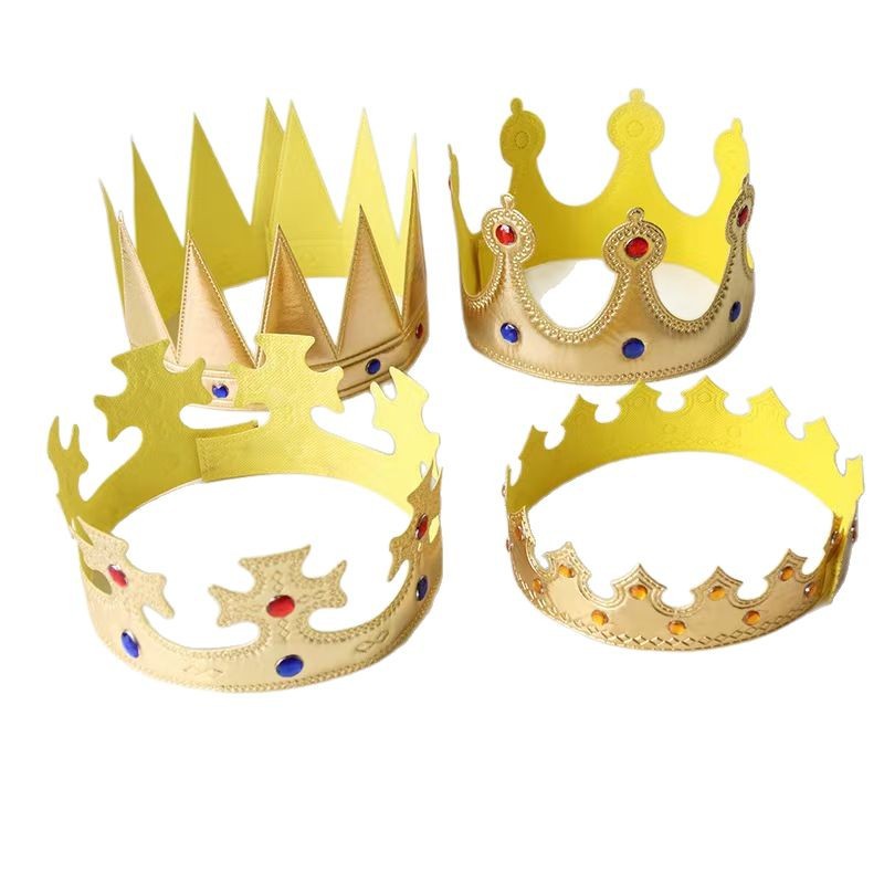 Customized King Crown Halloween Children's Birthday Arrangement Props Golden Cloth Crown Hat Headwear Party Supplies