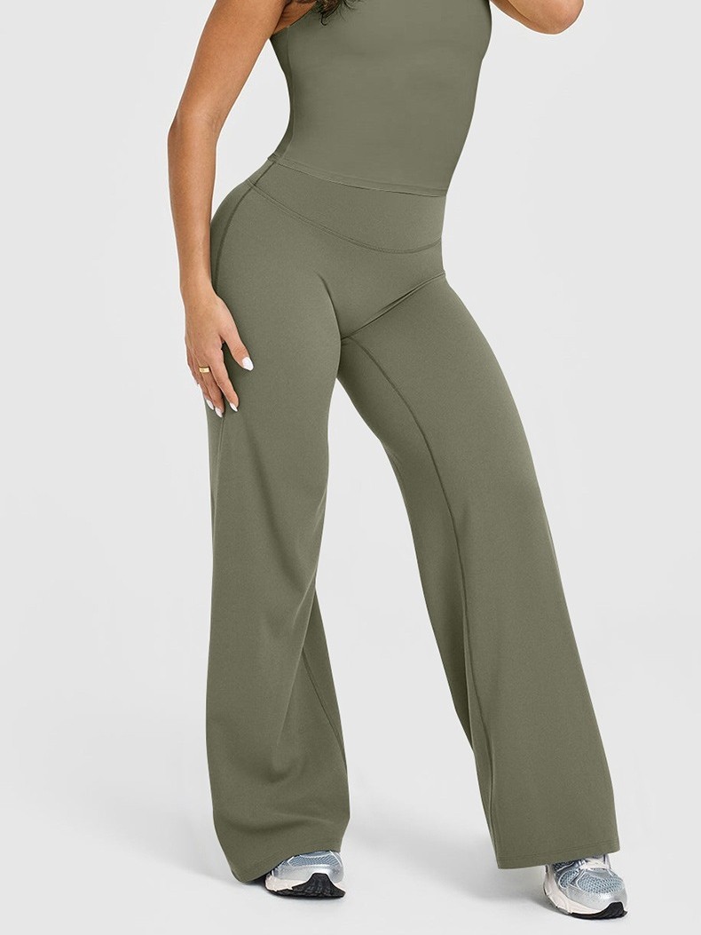 Cross-Border Nude Wide-Leg Yoga Pants, Butt-Lifting Peach Hips, Women's High-Waisted Straight Outer Wear, High-Elastic Sports Fitness Pants for Women