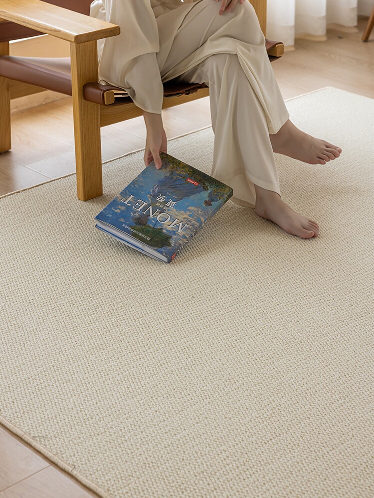 Imitation Sisal Carpet for Bedroom and Living Room, Anti-Cat Scratch Studio Bedside Carpet, Simple Rental Bay Window Photo Cream Style