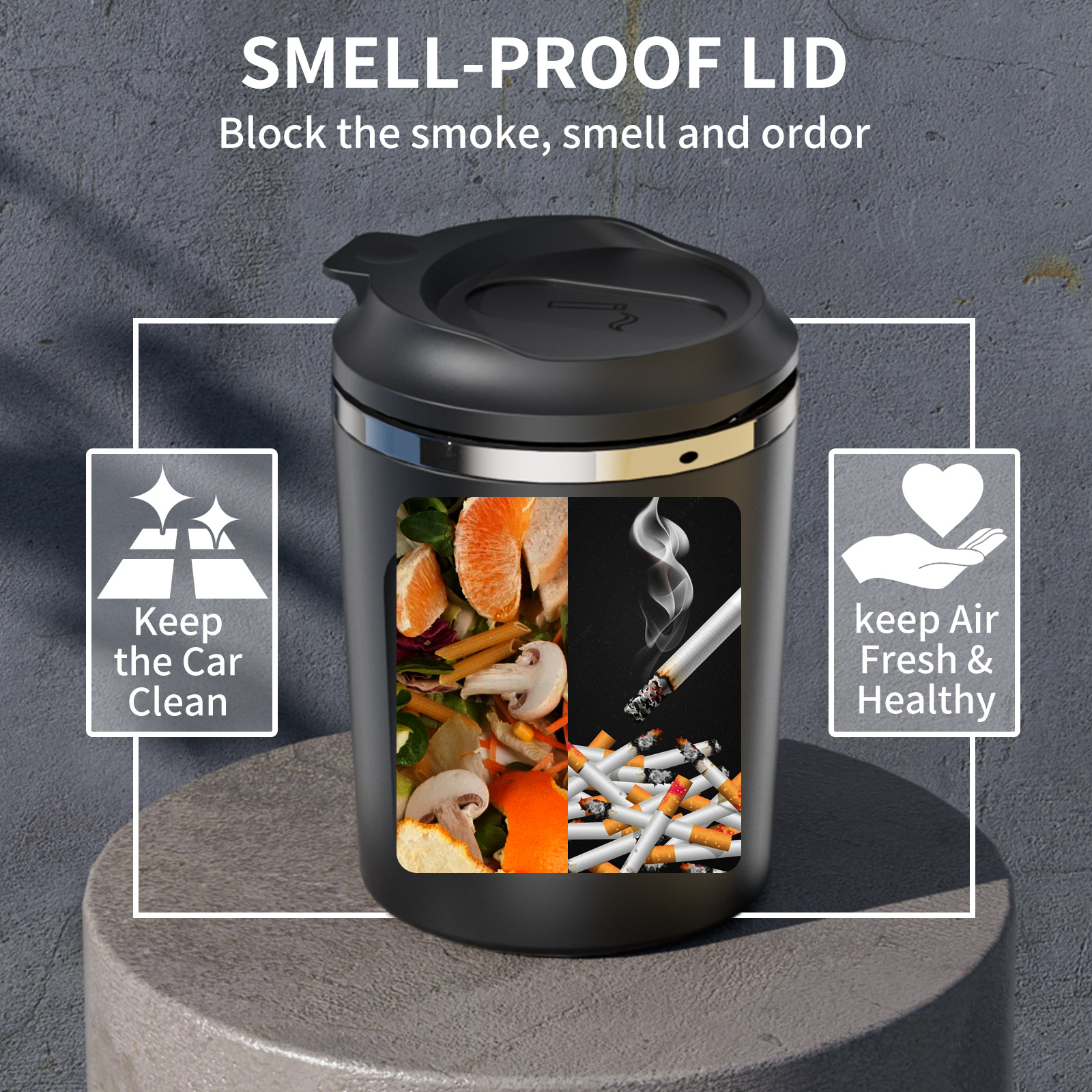 Cross-Border Amazon Multifunctional Car Ashtray with Lid, Four Colors to Choose From, Non-Falling Ashtray, Car Ashtray Wholesale