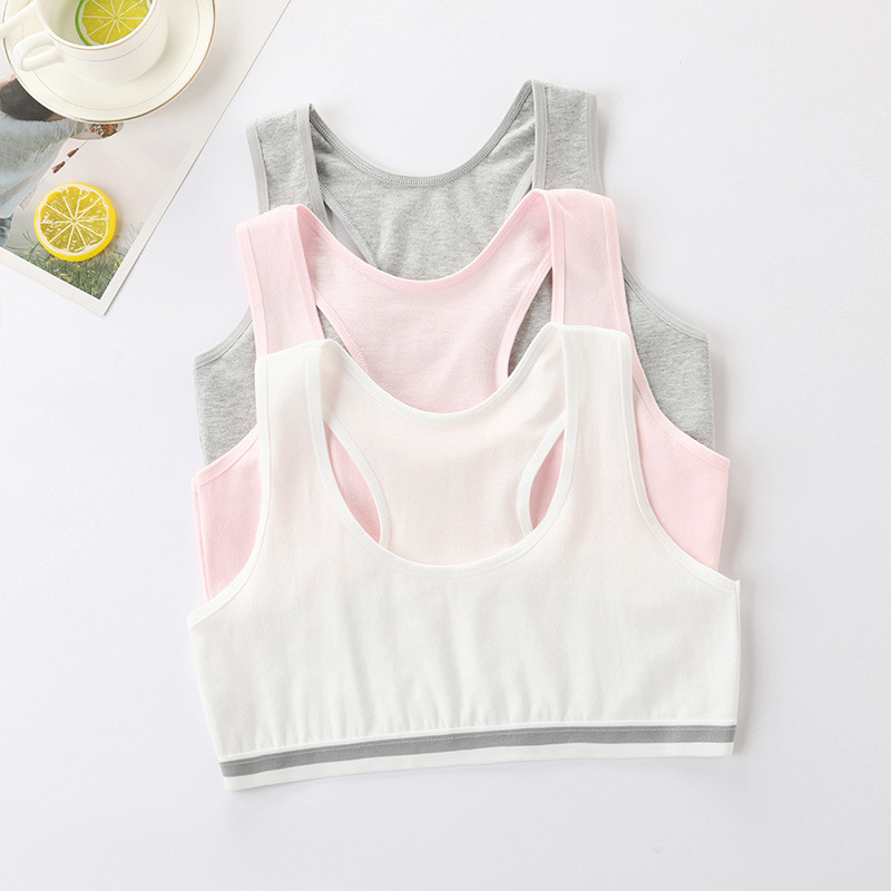 Underwear Female Students Development Period Girls Sports Vest Junior High School Students Pure Cotton Anti-Bump 12-14-16 Years Old Bra