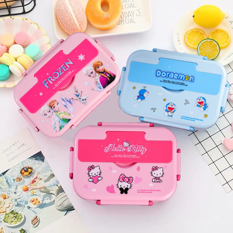 Милый мультяшный контейнер для обеда из нержавеющей стали, разделенная посуда для детей, бенто в японском стиле
