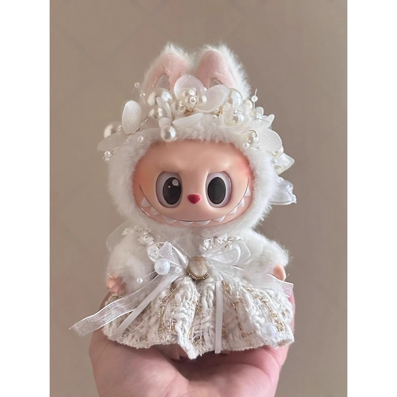 Labubu Baby Clothes Labubu Doll Doll Clothes Standing and Sitting Clothing Set Dress Headband Headdress
