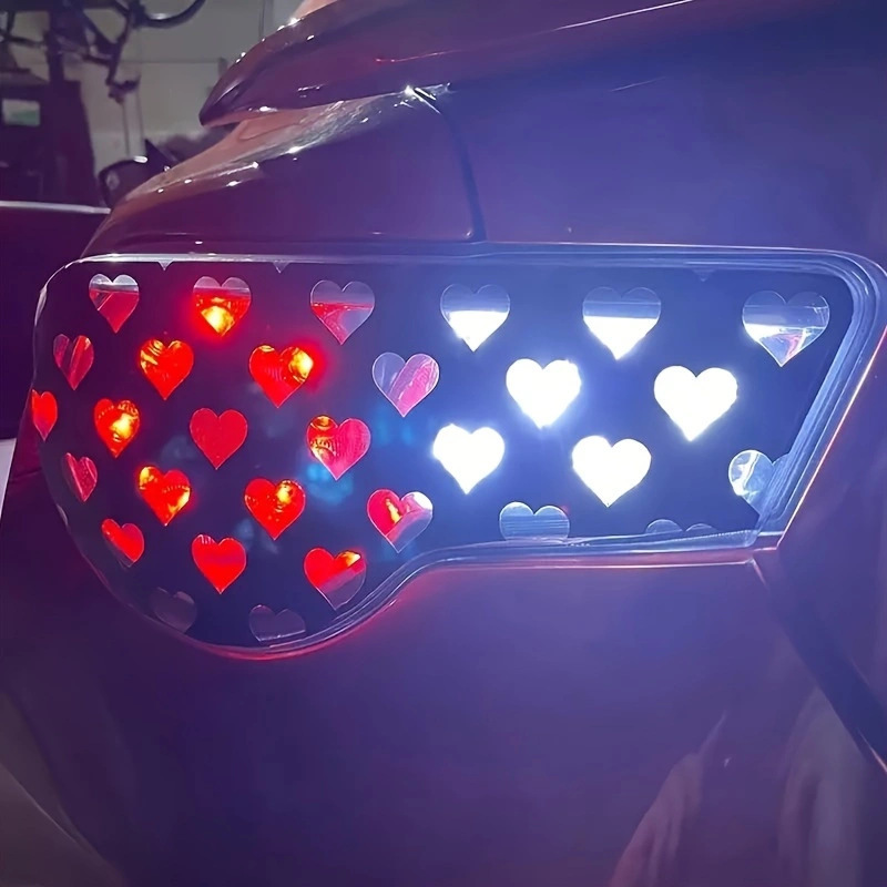 48X 30cm Car Headlight Taillight Heart Heart-Shaped Sticker Cut Out Carving Pure Color Car Light Sticker Cross-Border Export