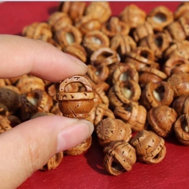 Браслет из диких персиков с деревянной корзиной, красная веревка, детские украшения, DIY ручная работа, резной замок с корзиной из персиков с синим цветком