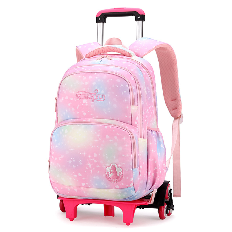 Natural Fish Manufacturer Direct Sales New Product Trolley School Bag Primary School Student High-Looking Little Princess Fashionable and Cute Children's School Bag