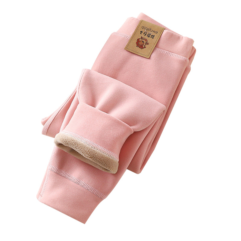Children's Olympic fleece pants boys and girls autumn and winter warm pants medium and big children thickened fleece-lined long johns leggings wholesale