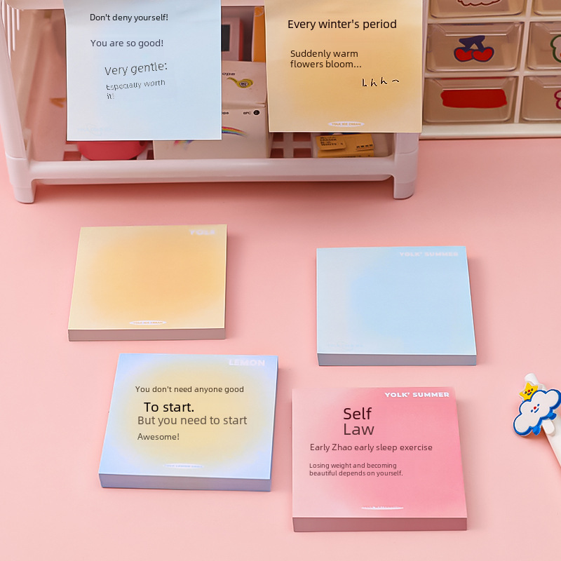 Egg yolk gradient solid color Post-It note student Mark message note book examination office note paper take-out n times paste