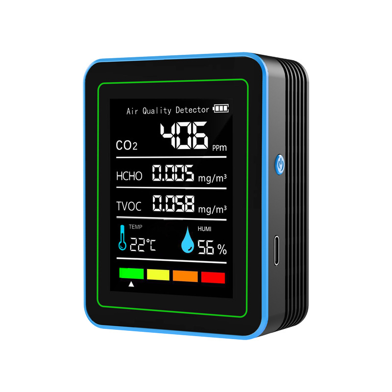 New 5-in-1 Carbon Dioxide Detector Indoor Formaldehyde Detection Tvoc Temperature Humidity Co2 Cross-Border New Product