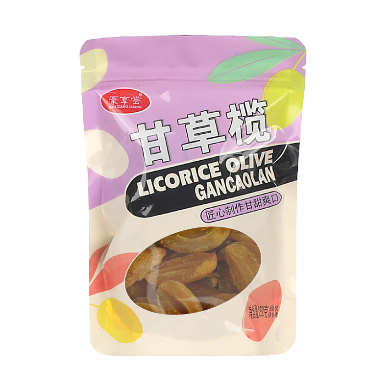 Licorice olive 250g bags sweet and sour crisp seedless olive meat salty sweet olive candied preserved fruit snack