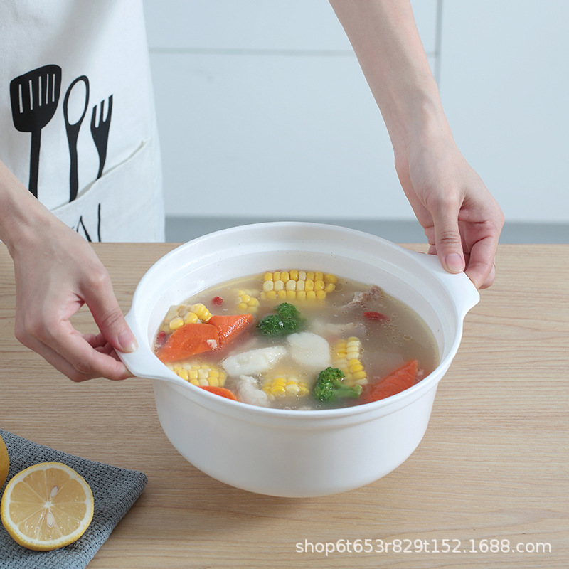 Microwave Oven Steamed Vegetables Large, Medium and Small Combination Soup Pot Set Heating Utensils with Lid Soup Bowl Fresh-Keeping Bowl Can Be Freely Matched