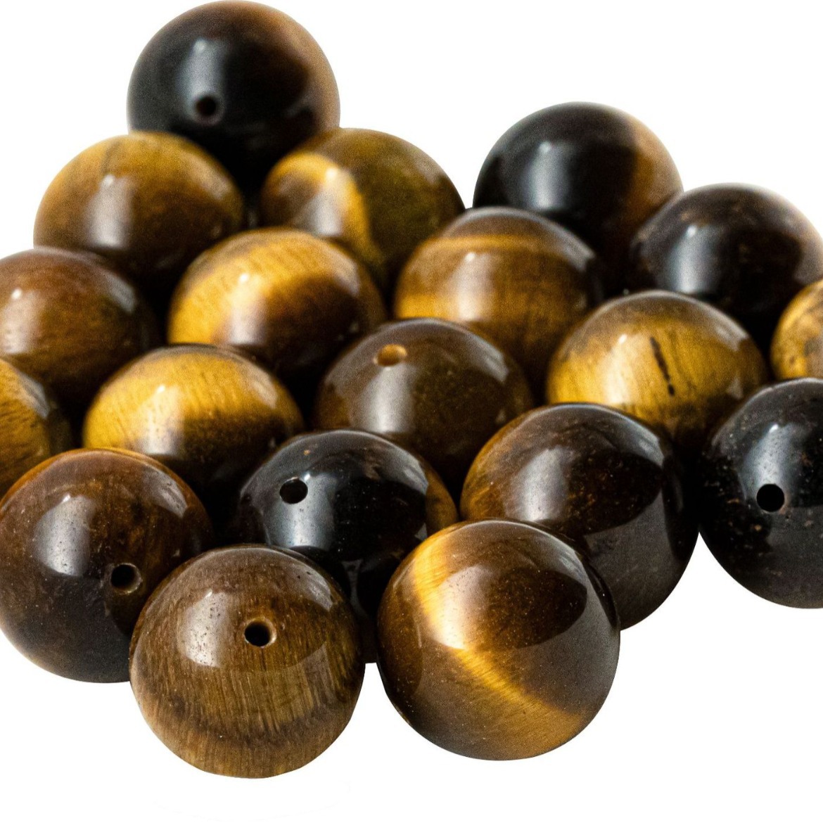 Factory direct supply green east mausoleum amethyst green gold tiger eye agate loose beads half hole non-porous diy jewelry accessories wholesale