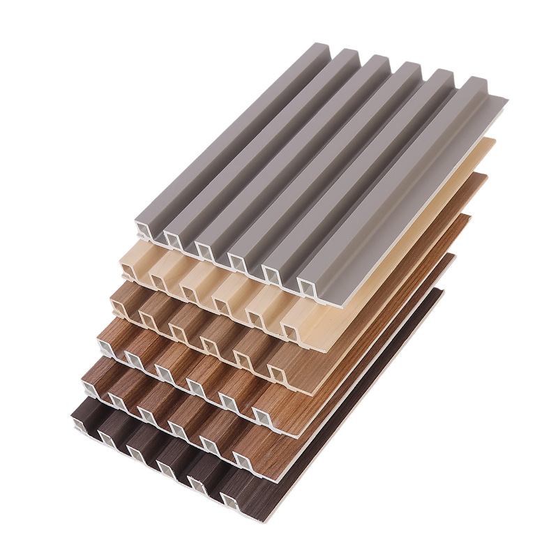 in stock Six-track Fine Grid Wood Plastic Grille 150 Grille Board Bamboo Fiber Wall Panel Waterproof and Moisture-proof TV Background