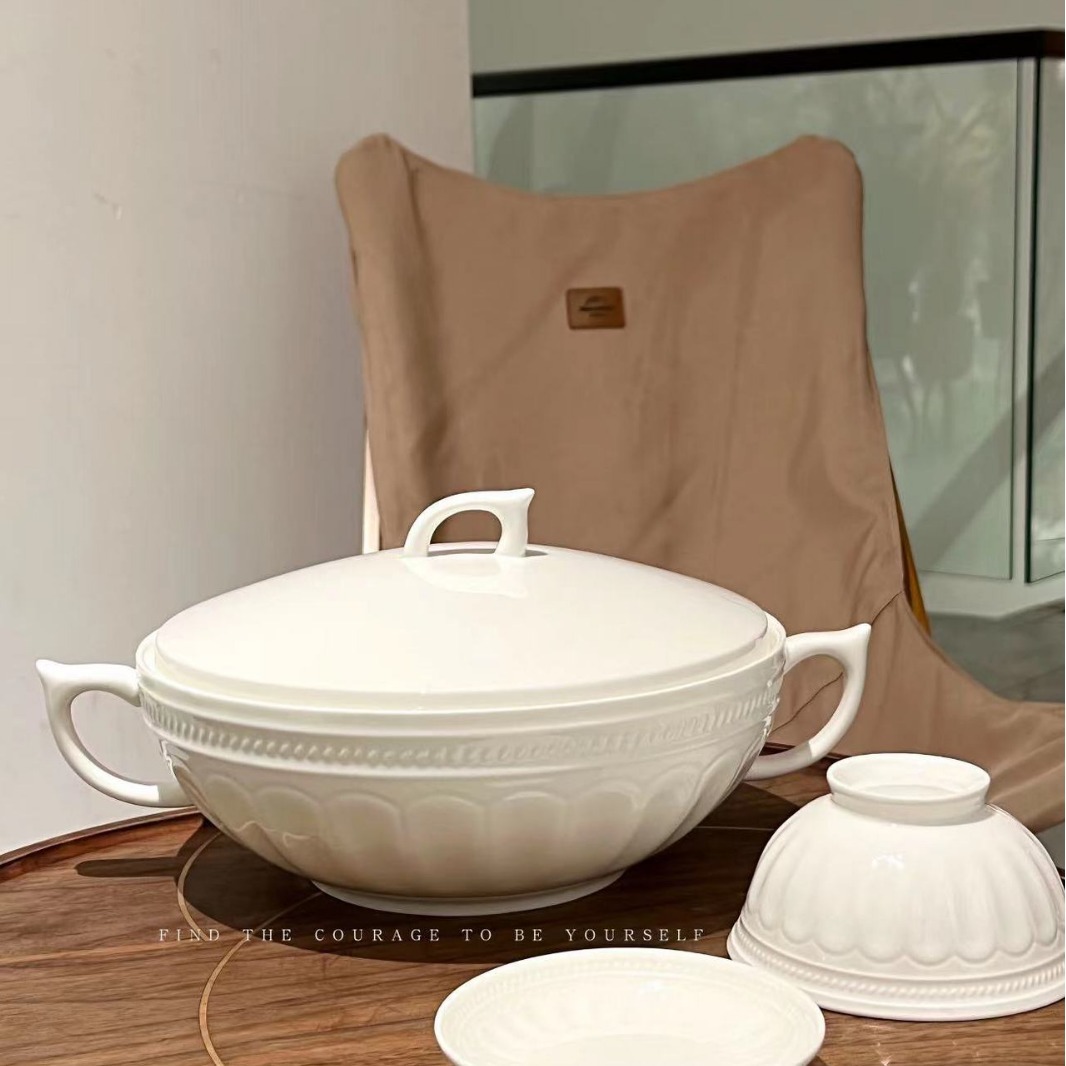 Light Luxury Roman Bone China Ceramic Tableware Pure White Household Dishes and Plays European-style High-end Free Matching Tableware