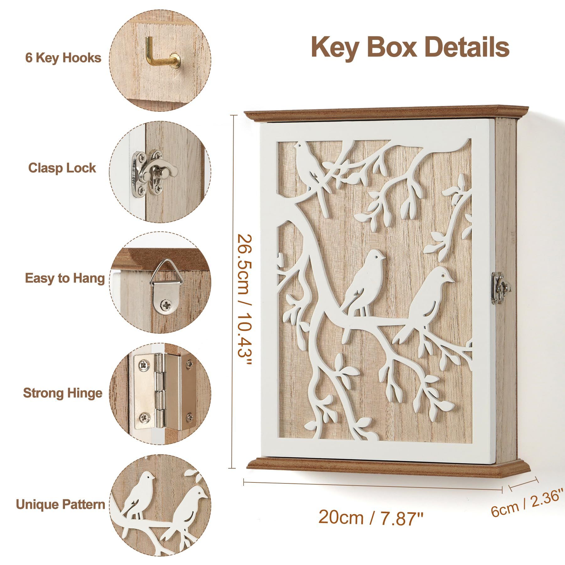 Белая деревянная коробка для хранения ключей, милый декоративный аксессуар для дома, настенный держатель для автомобильных ключей