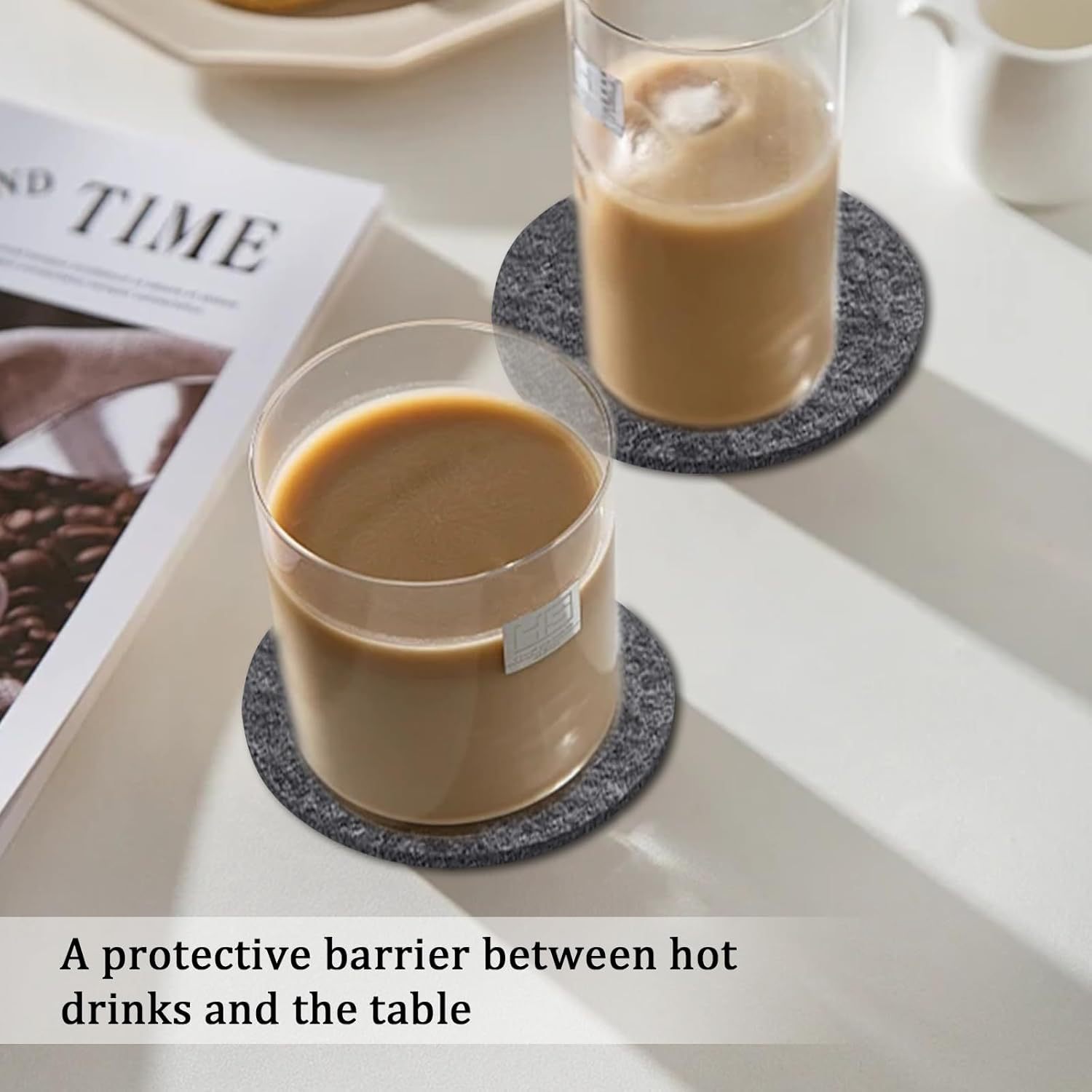 Amazon's Best-Selling Coasters Felt Coasters Washable Heat-Resistant Cups Absorbent Table Non-Slip Bar Drink Mats