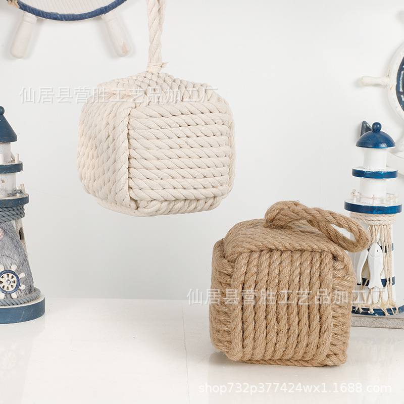 Cotton and Linen Rope Creative Windshield Door Stop Anti-Collision Braided Square Square Door Stop Home Bar Restaurant Decoration