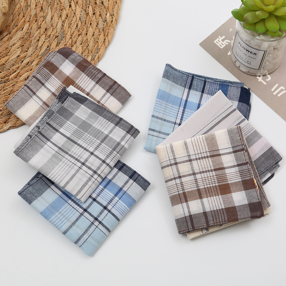 40cm Cross-Border Best-Selling Classic Vintage Men's Handkerchief Pure Cotton for Middle-Aged and Elderly Men and Women as a Gift