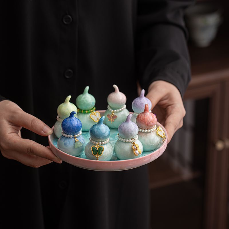 Mini Pendant Accessories Car Pendant Tea Pet Desktop Green Plant Tea Ceremony Gourd Tea Ceramic Creative Gourd Ornaments