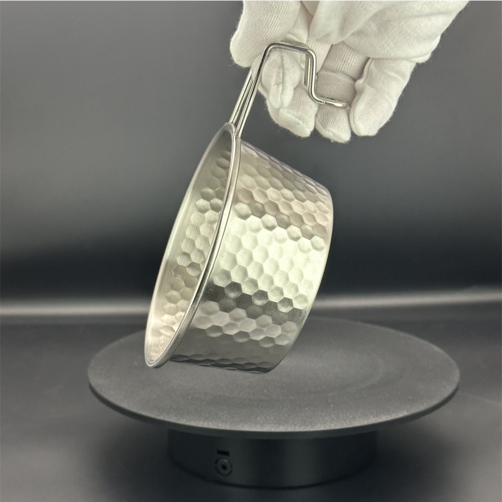 Outdoor 304 Stainless Steel Snow Pull Bowl Hammer Pattern Camping Style Hangable Tableware Titanium Picnic Bowl Amazon Cross-Border Wholesale